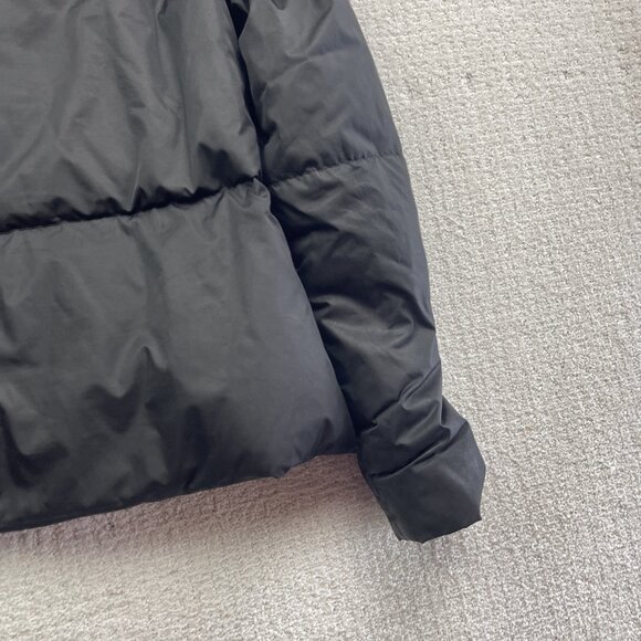 Lacoste Quilted Down Puffer Coat Snap Women's Size 38 Black Convertible Collar - Picture 14 of 15